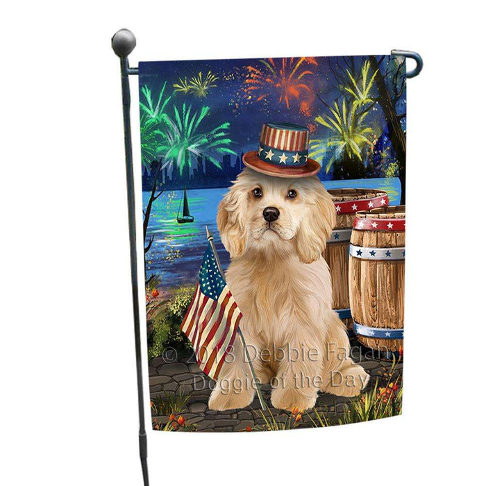 4th of July Independence Day Fireworks Cocker Spaniel Dog at the Lake Garden Flag GFLG51059