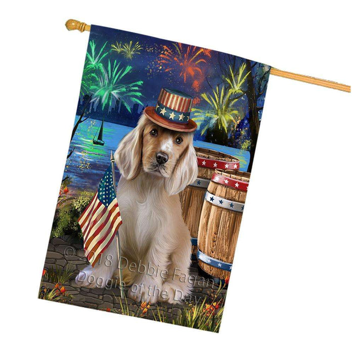 4th of July Independence Day Fireworks Cocker Spaniel Dog at the Lake House Flag FLG51194