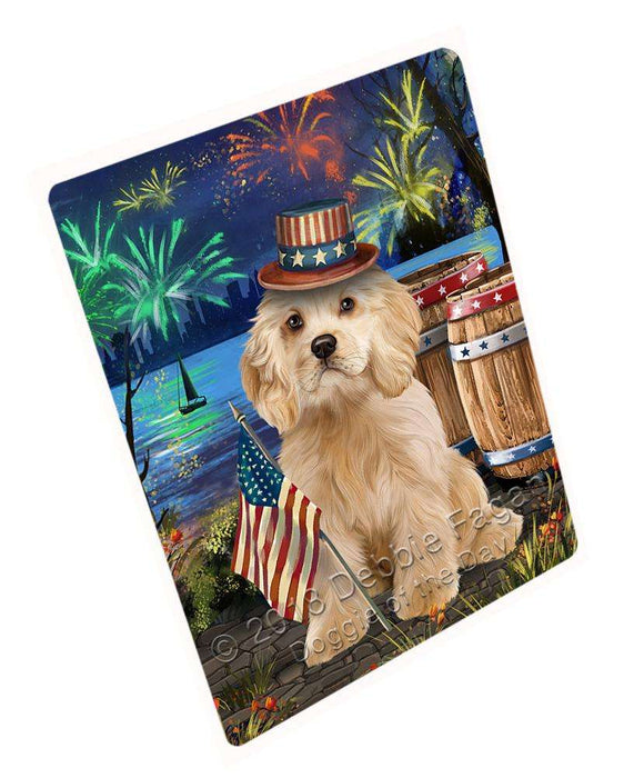 4th of July Independence Day Fireworks Cocker Spaniel Dog at the Lake Large Refrigerator / Dishwasher Magnet RMAG66870