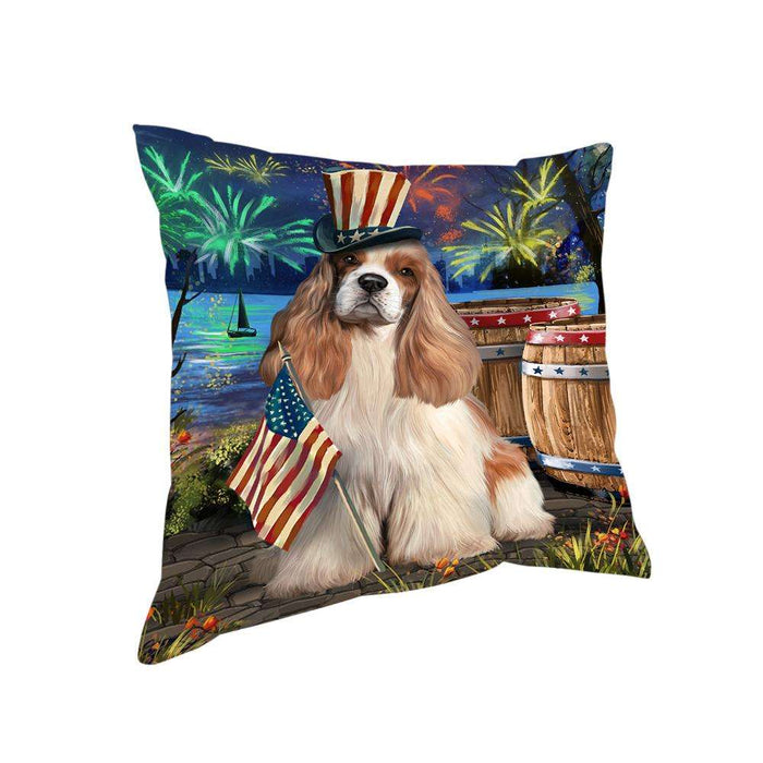 4th of July Independence Day Fireworks Cocker Spaniel Dog at the Lake Pillow PIL60596