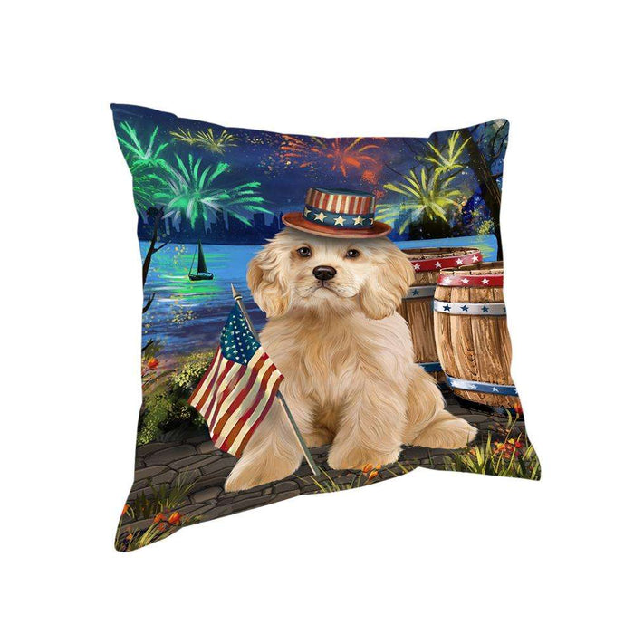 4th of July Independence Day Fireworks Cocker Spaniel Dog at the Lake Pillow PIL60612