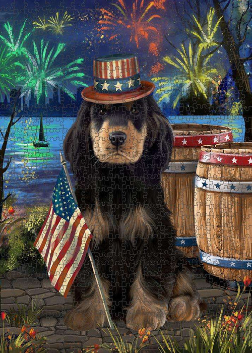 4th of July Independence Day Fireworks Cocker Spaniel Dog at the Lake Puzzle with Photo Tin PUZL57267