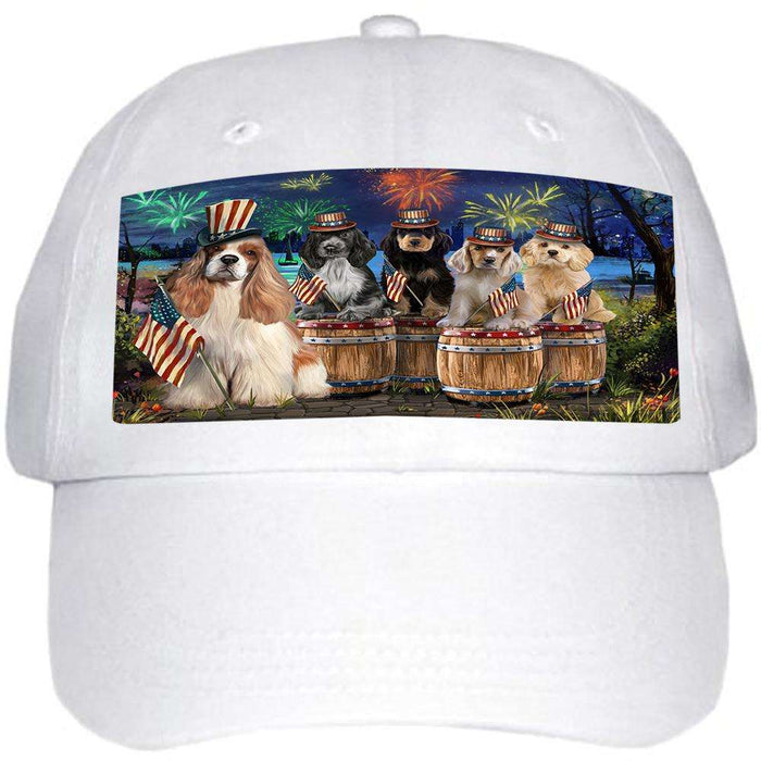 4th of July Independence Day Fireworks Cocker Spaniels at the Lake Ball Hat Cap HAT56820