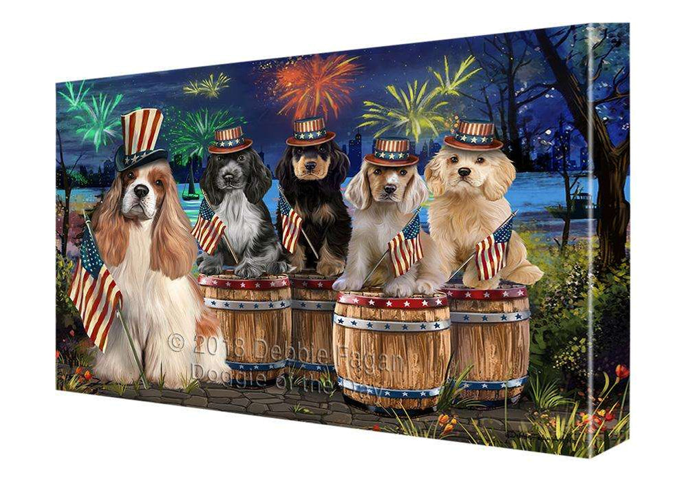 4th of July Independence Day Fireworks Cocker Spaniels at the Lake Canvas Print Wall Art Décor CVS75851