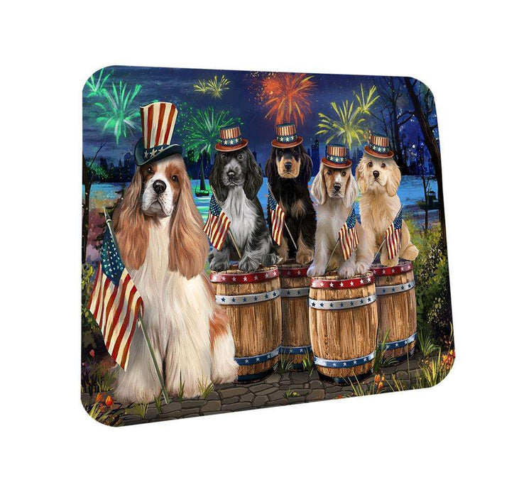 4th of July Independence Day Fireworks Cocker Spaniels at the Lake Coasters Set of 4 CST50988