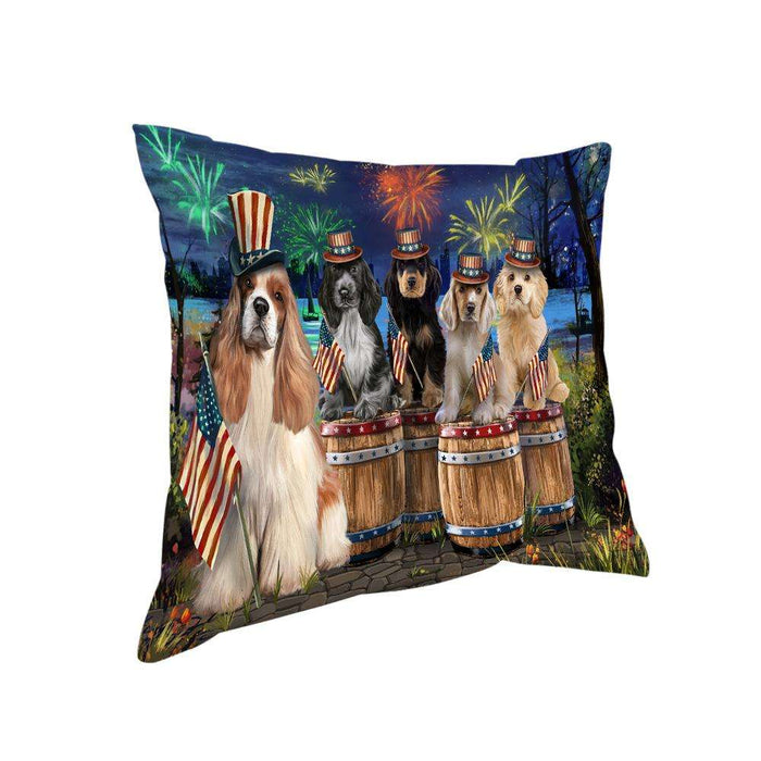 4th of July Independence Day Fireworks Cocker Spaniels at the Lake Pillow PIL60180