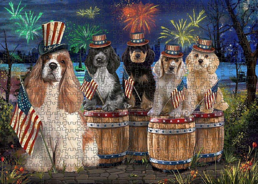 4th of July Independence Day Fireworks Cocker Spaniels at the Lake Puzzle with Photo Tin PUZL56949