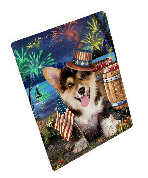 4th of July Independence Day Fireworks Corgi Dog at the Lake Blanket BLNKT76341