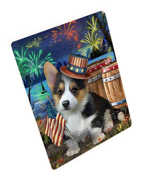 4th of July Independence Day Fireworks Corgi Dog at the Lake Blanket BLNKT76359