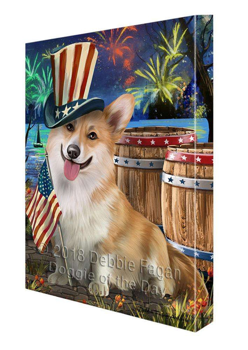 4th of July Independence Day Fireworks Corgi Dog at the Lake Canvas Print Wall Art Décor CVS76832