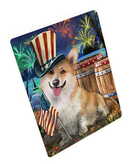 4th of July Independence Day Fireworks Corgi Dog at the Lake Large Refrigerator / Dishwasher Magnet RMAG66876