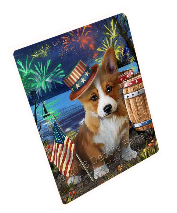 4th of July Independence Day Fireworks Corgi Dog at the Lake Large Refrigerator / Dishwasher Magnet RMAG66882