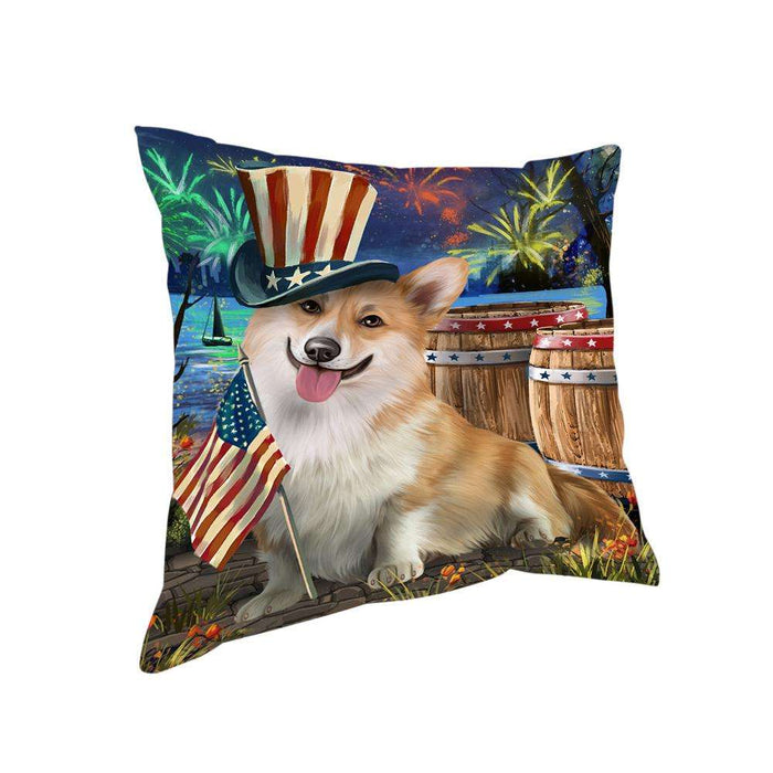 4th of July Independence Day Fireworks Corgi Dog at the Lake Pillow PIL60616
