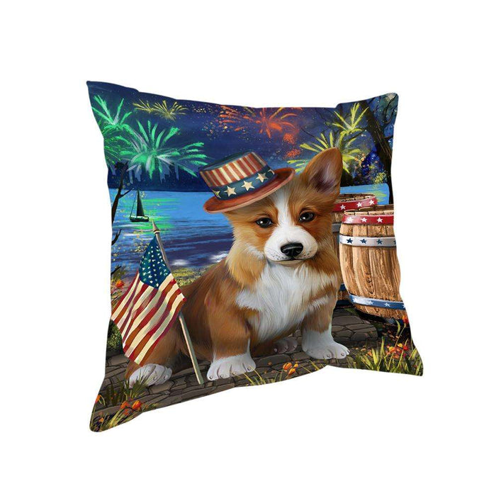 4th of July Independence Day Fireworks Corgi Dog at the Lake Pillow PIL60620