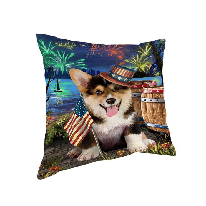 4th of July Independence Day Fireworks Corgi Dog at the Lake Pillow PIL60624