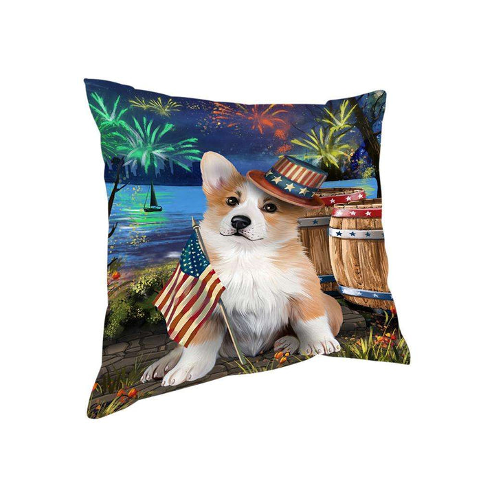 4th of July Independence Day Fireworks Corgi Dog at the Lake Pillow PIL60628