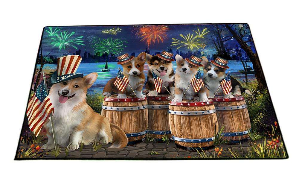 4th of July Independence Day Fireworks Corgis at the Lake Floormat FLMS50916