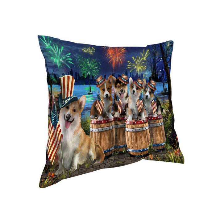 4th of July Independence Day Fireworks Corgis at the Lake Pillow PIL60184