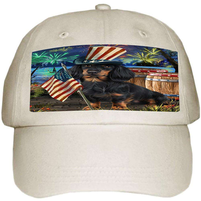 4th of July Independence Day Fireworks Dachshund Dog at the Lake Ball Hat Cap HAT56631