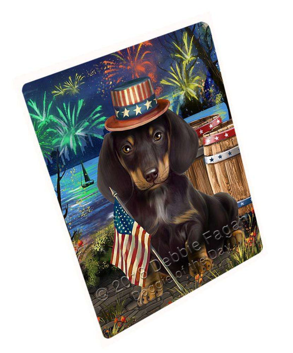 4th of July Independence Day Fireworks Dachshund Dog at the Lake Blanket BLNKT74757