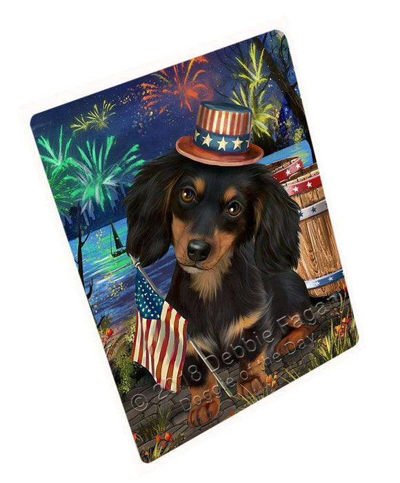 4th of July Independence Day Fireworks Dachshund Dog at the Lake Blanket BLNKT74766