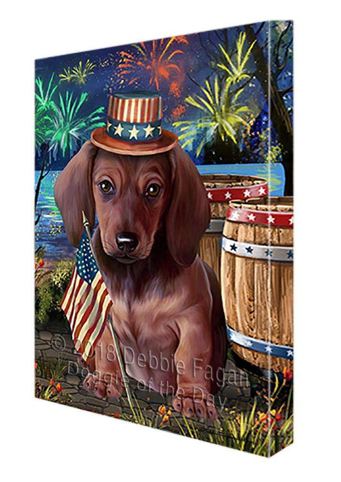 4th of July Independence Day Fireworks Dachshund Dog at the Lake Canvas Print Wall Art Décor CVS75248