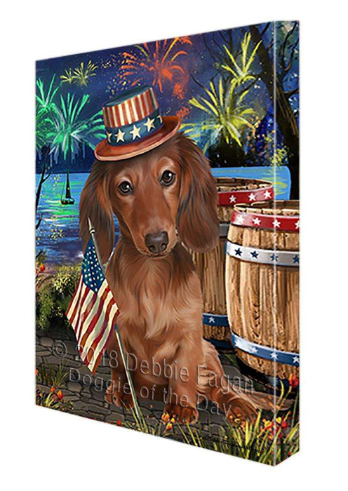 4th of July Independence Day Fireworks Dachshund Dog at the Lake Canvas Print Wall Art Décor CVS75257