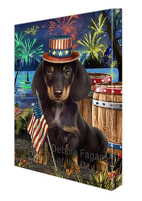 4th of July Independence Day Fireworks Dachshund Dog at the Lake Canvas Print Wall Art Décor CVS75266