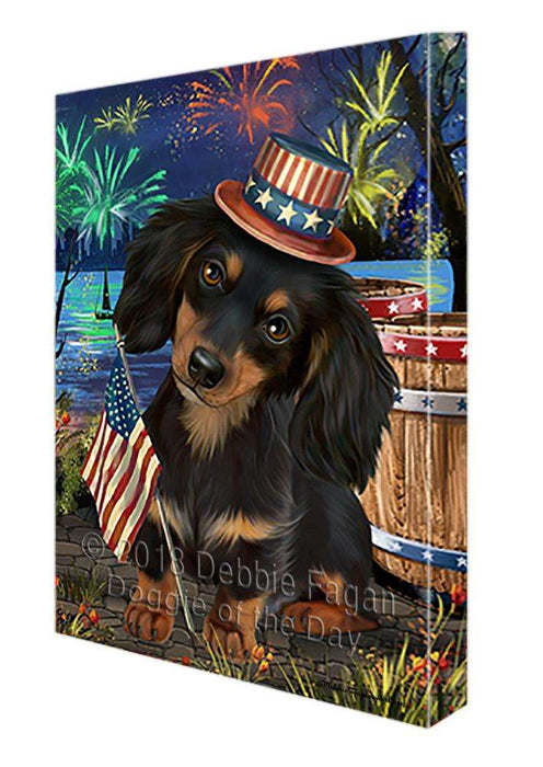4th of July Independence Day Fireworks Dachshund Dog at the Lake Canvas Print Wall Art Décor CVS75275