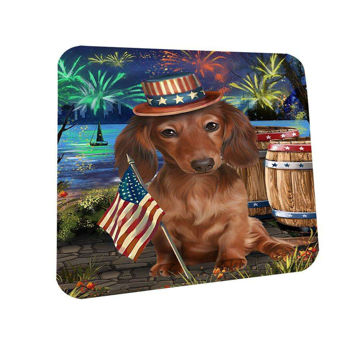 4th of July Independence Day Fireworks Dachshund Dog at the Lake Coasters Set of 4 CST50922