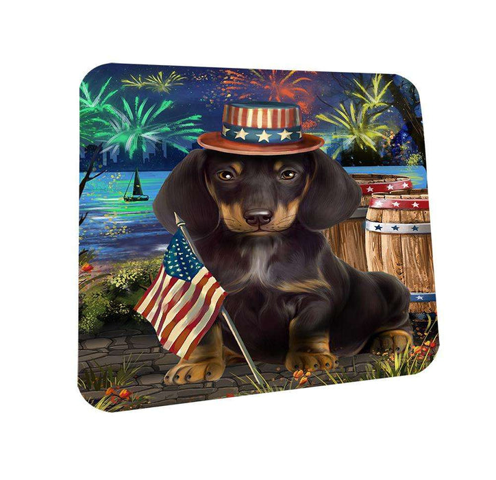 4th of July Independence Day Fireworks Dachshund Dog at the Lake Coasters Set of 4 CST50923