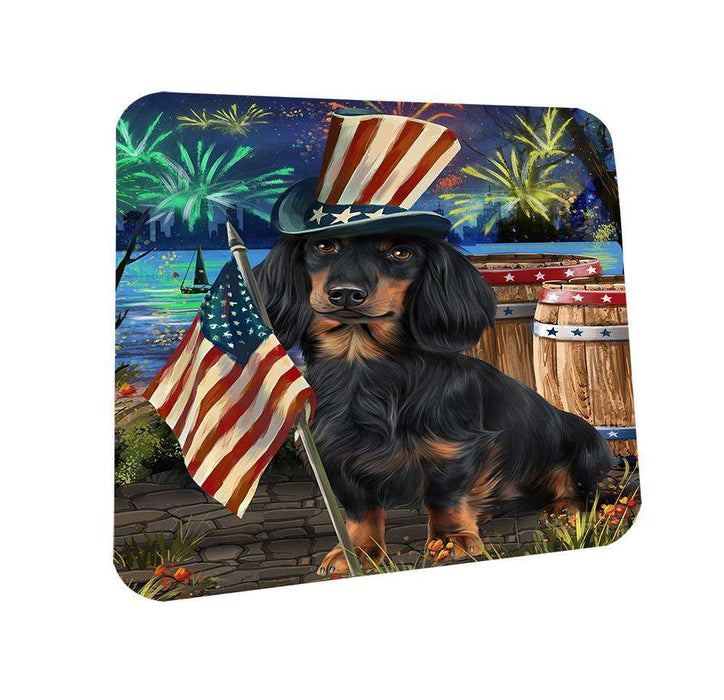 4th of July Independence Day Fireworks Dachshund Dog at the Lake Coasters Set of 4 CST50925
