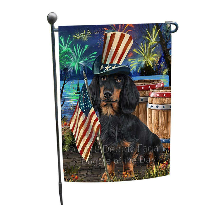4th of July Independence Day Fireworks  Dachshund Dog at the Lake Garden Flag GFLG50888