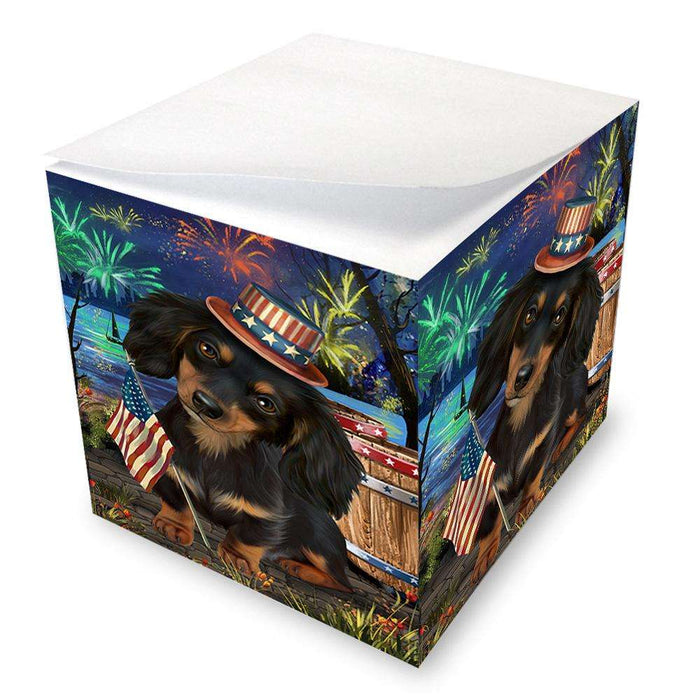 4th of July Independence Day Fireworks Dachshund Dog at the Lake Note Cube NOC50965
