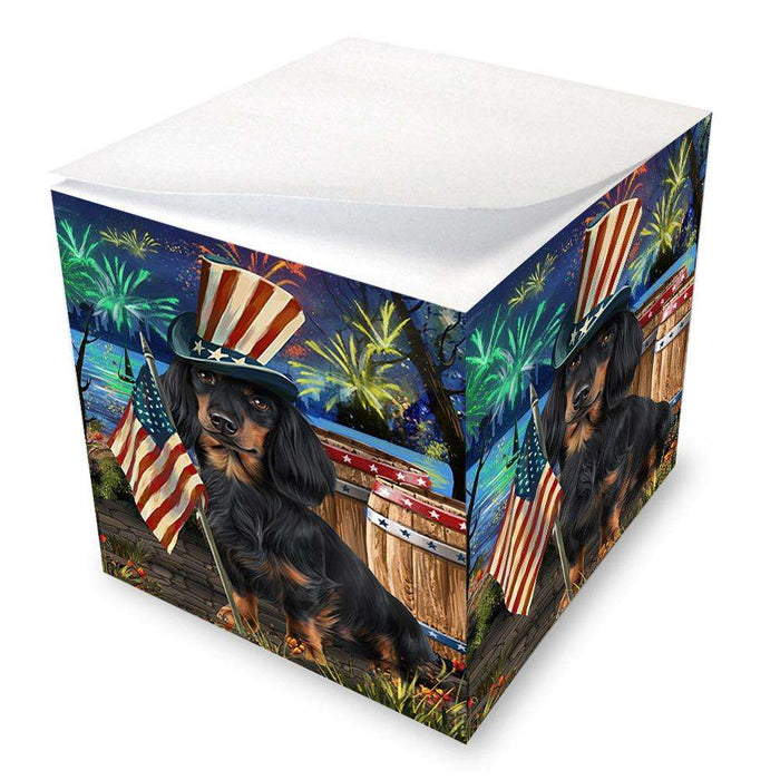 4th of July Independence Day Fireworks Dachshund Dog at the Lake Note Cube NOC50966