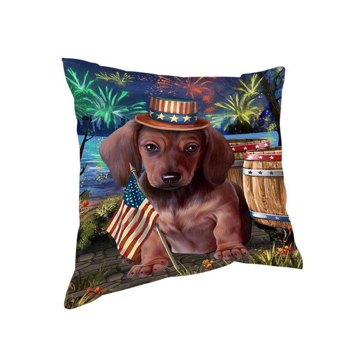 4th of July Independence Day Fireworks Dachshund Dog at the Lake Pillow PIL59912