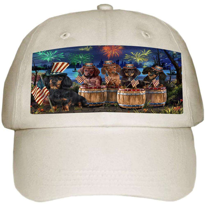 4th of July Independence Day Fireworks Dachshunds at the Lake Ball Hat Cap HAT56826