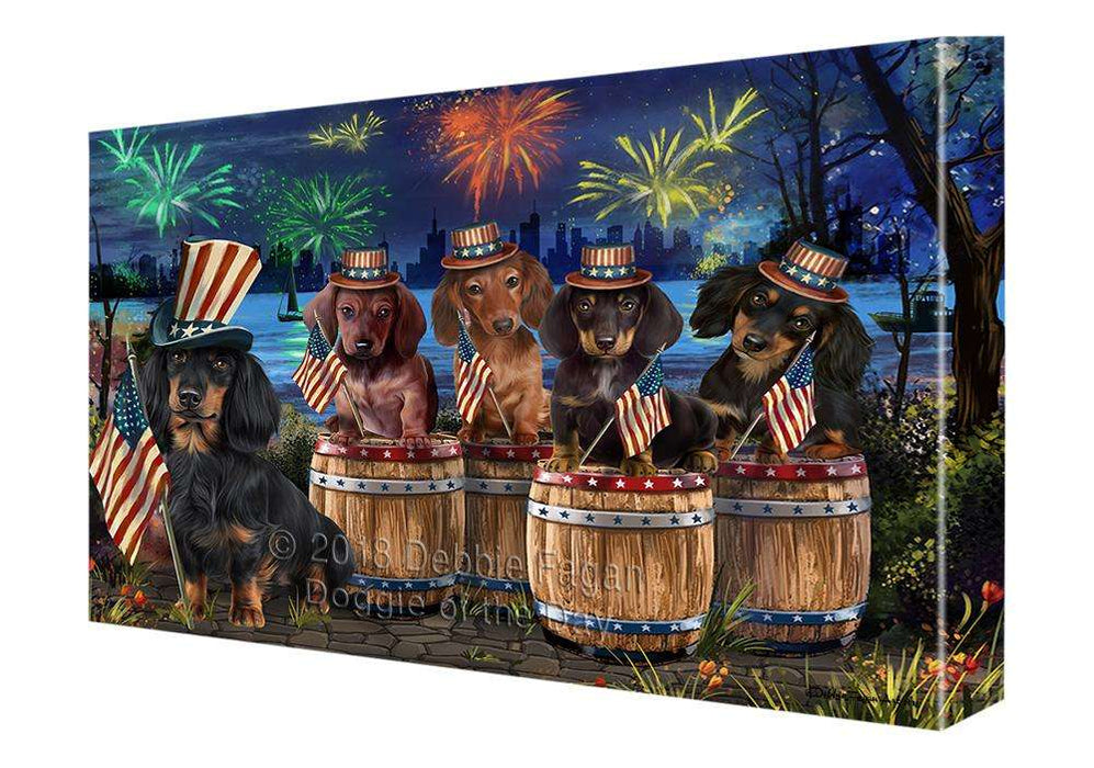 4th of July Independence Day Fireworks Dachshunds at the Lake Canvas Print Wall Art Décor CVS75869