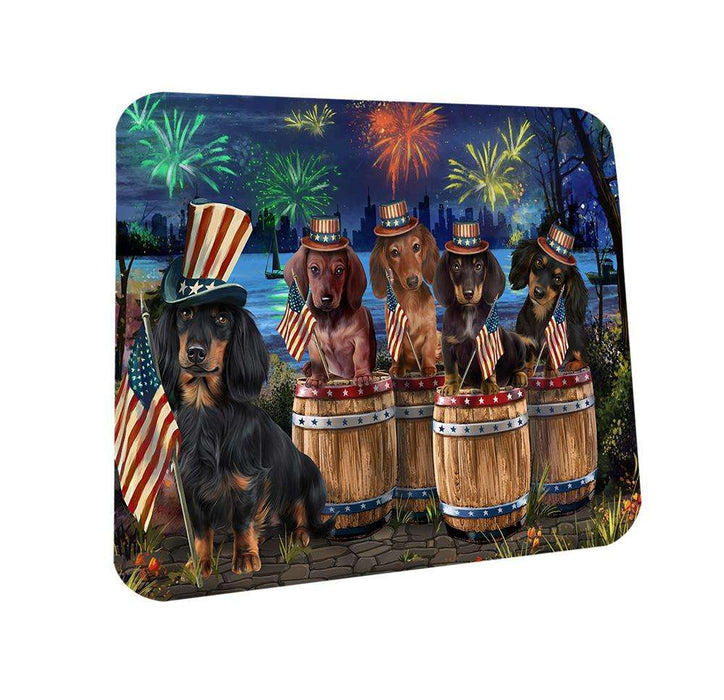 4th of July Independence Day Fireworks Dachshunds at the Lake Coasters Set of 4 CST50990