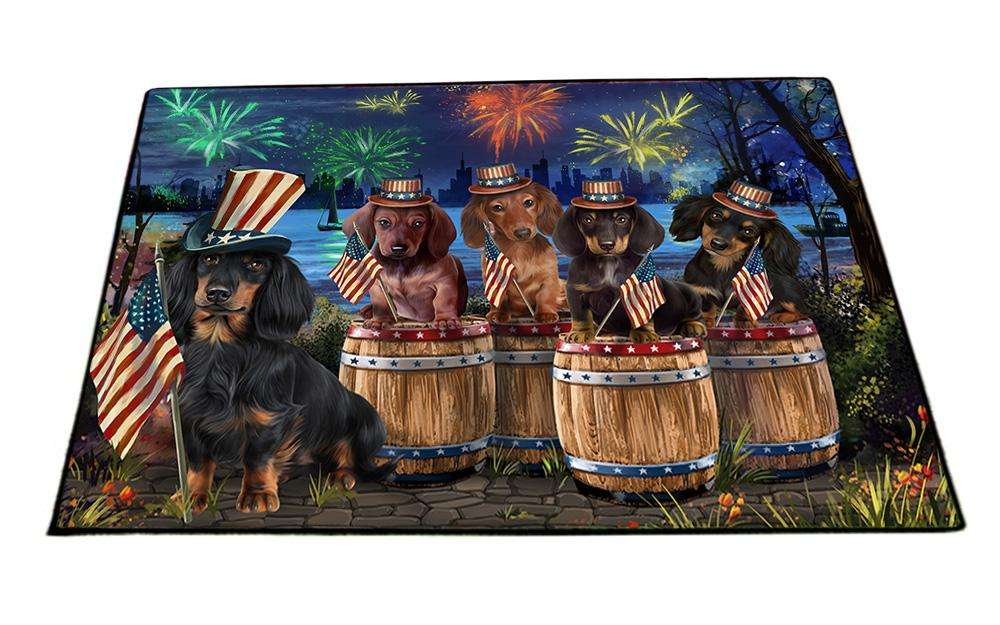 4th of July Independence Day Fireworks Dachshunds at the Lake Floormat FLMS50919