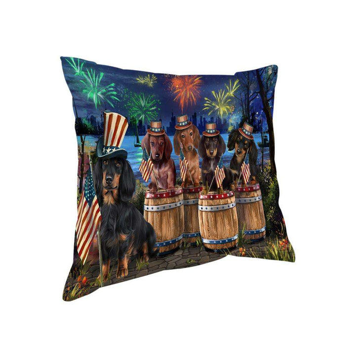 4th of July Independence Day Fireworks Dachshunds at the Lake Pillow PIL60188