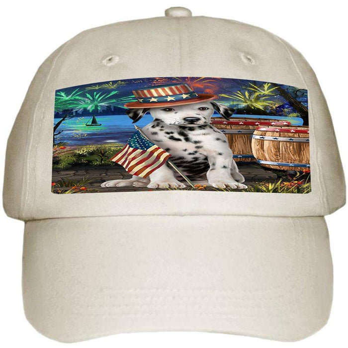 4th of July Independence Day Fireworks Dalmatian Dog at the Lake Ball Hat Cap HAT56637
