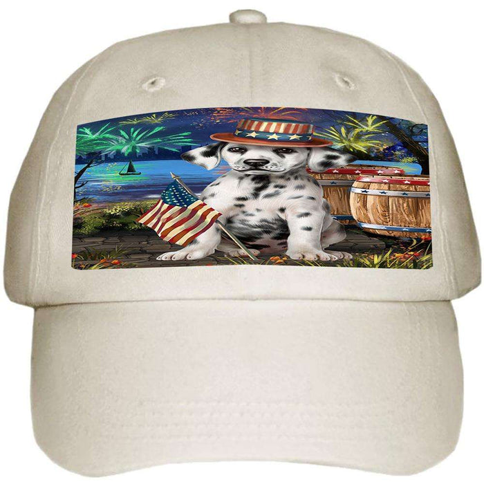 4th of July Independence Day Fireworks Dalmatian Dog at the Lake Ball Hat Cap HAT56640