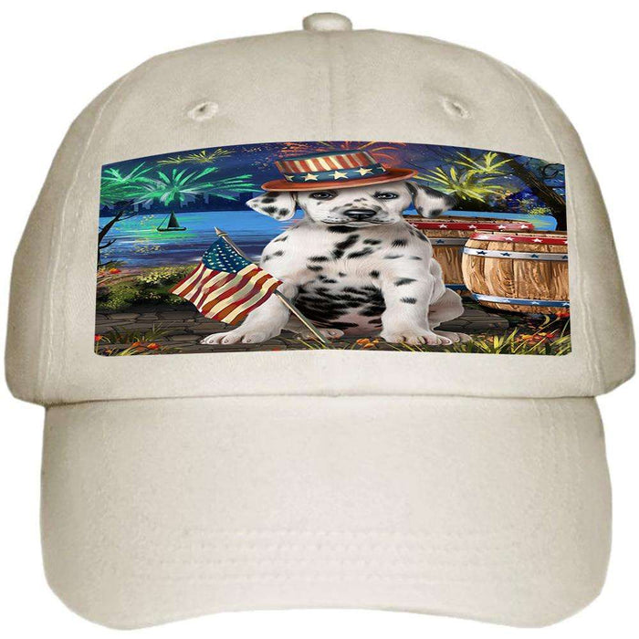 4th of July Independence Day Fireworks Dalmatian Dog at the Lake Ball Hat Cap HAT56643