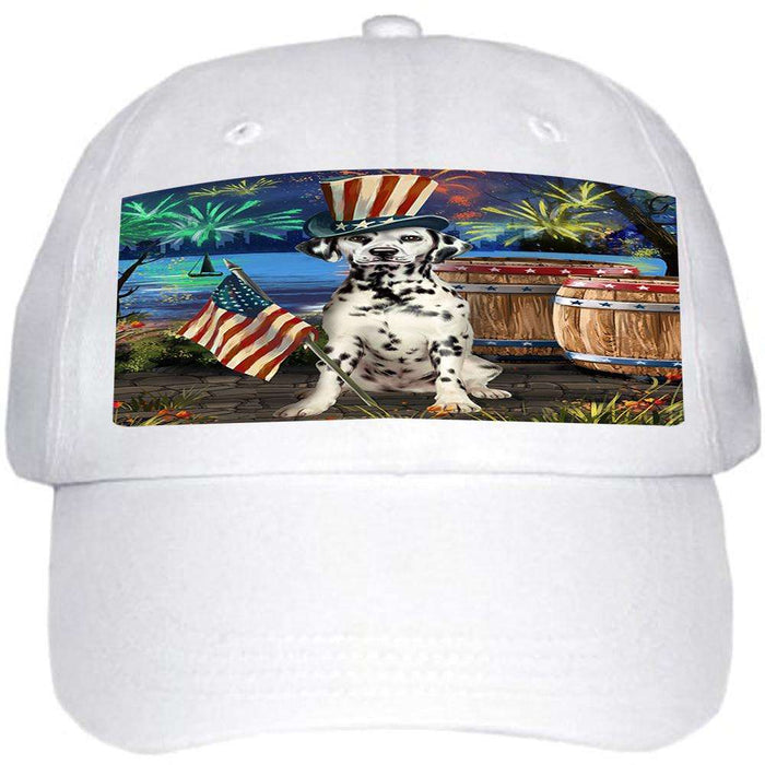 4th of July Independence Day Fireworks Dalmatian Dog at the Lake Ball Hat Cap HAT56646