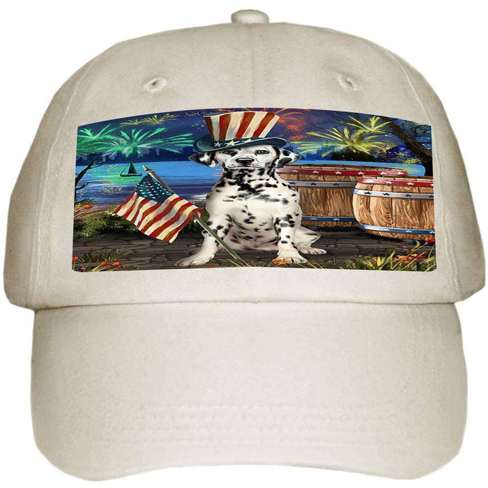 4th of July Independence Day Fireworks Dalmatian Dog at the Lake Ball Hat Cap HAT56646