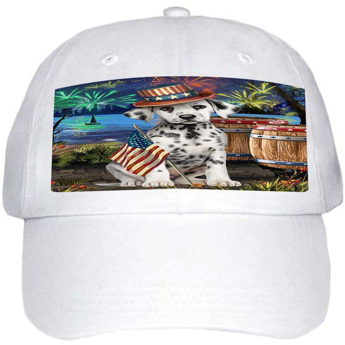4th of July Independence Day Fireworks Dalmatian Dog at the Lake Ball Hat Cap HAT57162