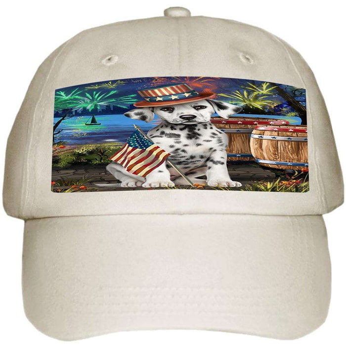 4th of July Independence Day Fireworks Dalmatian Dog at the Lake Ball Hat Cap HAT57162
