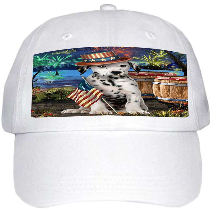 4th of July Independence Day Fireworks Dalmatian Dog at the Lake Ball Hat Cap HAT57165