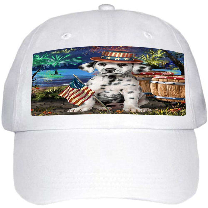 4th of July Independence Day Fireworks Dalmatian Dog at the Lake Ball Hat Cap HAT57168